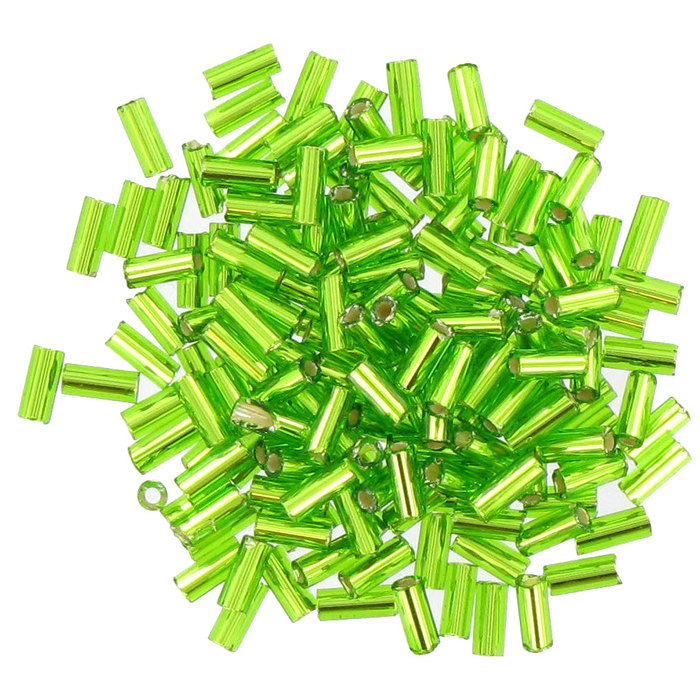 Lime Czech Glass Straight Bugles Size 2 Hobby Lobby 861294